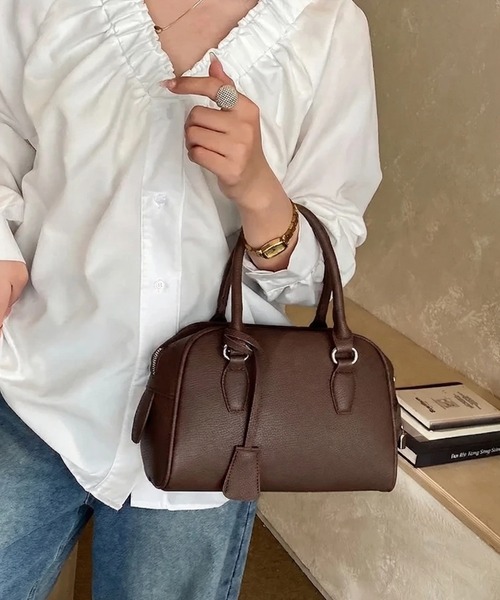 yuue' ( wear )（ユーイ）の「2WAYスクエアミニボストンバッグ/ペットボトル収納可（ボストンバッグ・レディース・ブラック/レッド/ダークブラウン/アイボリー・FREE）」の13枚目の写真
