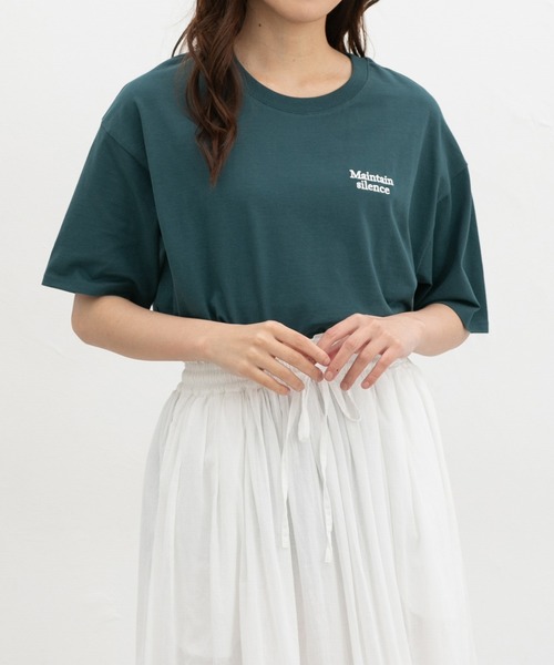 Honeys(ハニーズ)の「【UVカット】こだわり綿刺繍ゆるT(Tシャツ/カットソー・レディース・ネイビー/グリーン/ホワイト×レッド/ブラック/ホワイト系その他2・L/LL/M/S)」の4枚目の写真