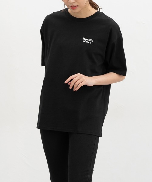 Honeys(ハニーズ)の「【UVカット】こだわり綿刺繍ゆるT(Tシャツ/カットソー・レディース・ネイビー/グリーン/ホワイト×レッド/ブラック/ホワイト系その他2・L/LL/M/S)」の11枚目の写真