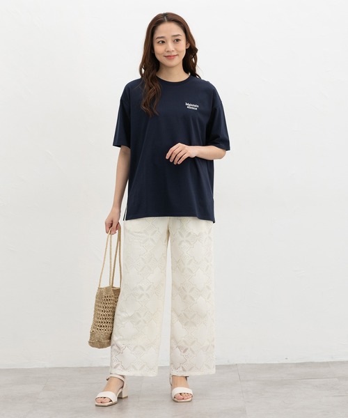 Honeys(ハニーズ)の「【UVカット】こだわり綿刺繍ゆるT(Tシャツ/カットソー・レディース・ネイビー/グリーン/ホワイト×レッド/ブラック/ホワイト系その他2・L/LL/M/S)」の12枚目の写真