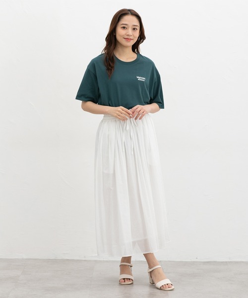 Honeys(ハニーズ)の「【UVカット】こだわり綿刺繍ゆるT(Tシャツ/カットソー・レディース・ネイビー/グリーン/ホワイト×レッド/ブラック/ホワイト系その他2・L/LL/M/S)」の15枚目の写真