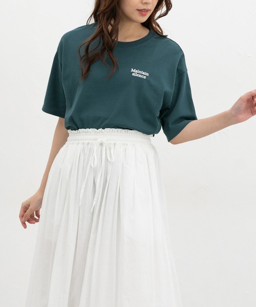Honeys(ハニーズ)の「【UVカット】こだわり綿刺繍ゆるT(Tシャツ/カットソー・レディース・ネイビー/グリーン/ホワイト×レッド/ブラック/ホワイト系その他2・L/LL/M/S)」の16枚目の写真