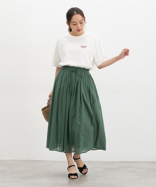 Honeys(ハニーズ)の「【UVカット】こだわり綿刺繍ゆるT(Tシャツ/カットソー・レディース・ネイビー/グリーン/ホワイト×レッド/ブラック/ホワイト系その他2・L/LL/M/S)」の17枚目の写真