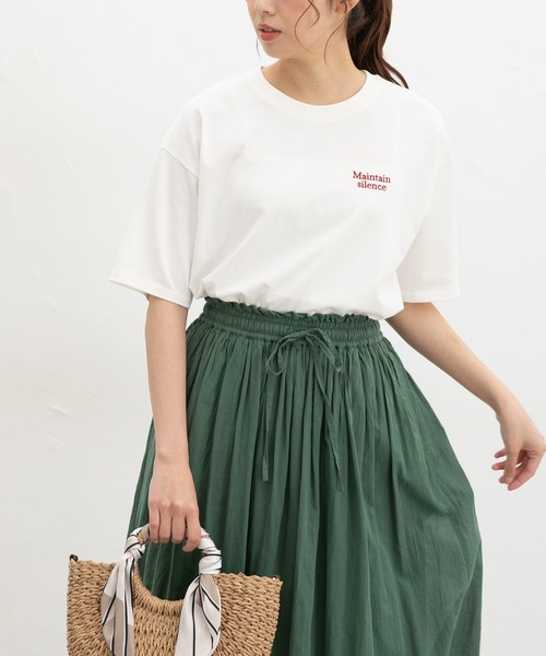Honeys(ハニーズ)の「【UVカット】こだわり綿刺繍ゆるT(Tシャツ/カットソー・レディース・ネイビー/グリーン/ホワイト×レッド/ブラック/ホワイト系その他2・L/LL/M/S)」の19枚目の写真
