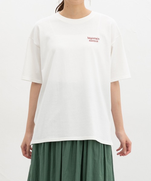 Honeys(ハニーズ)の「【UVカット】こだわり綿刺繍ゆるT(Tシャツ/カットソー・レディース・ネイビー/グリーン/ホワイト×レッド/ブラック/ホワイト系その他2・L/LL/M/S)」の20枚目の写真
