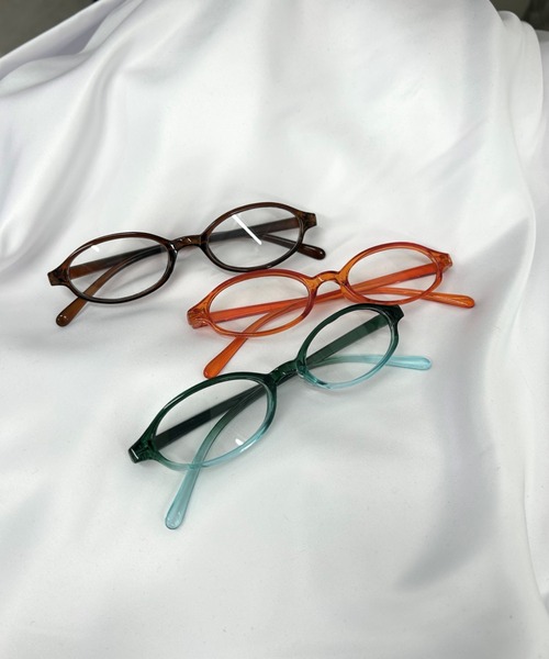 Never mind the XU / Chikashitsu+(ネバーマインド ザ エックスユー / チカシツプラス)の「【Nerd out XU】color oval retro glasses / 【ナードアウトエックスユー】カラーオーバルレトログラス<着用動画あり>(メガネ・メンズ・ブラウン/ブルー/レッド・ONE SIZE)」の9枚目の写真