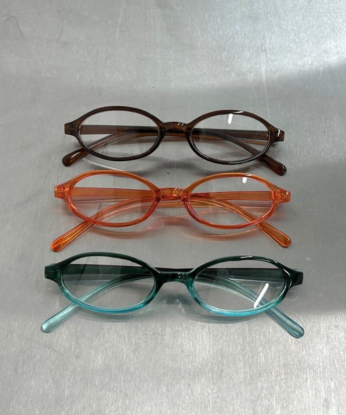 Never mind the XU / Chikashitsu+(ネバーマインド ザ エックスユー / チカシツプラス)の「【Nerd out XU】color oval retro glasses / 【ナードアウトエックスユー】カラーオーバルレトログラス<着用動画あり>(メガネ・メンズ・ブラウン/ブルー/レッド・ONE SIZE)」の10枚目の写真