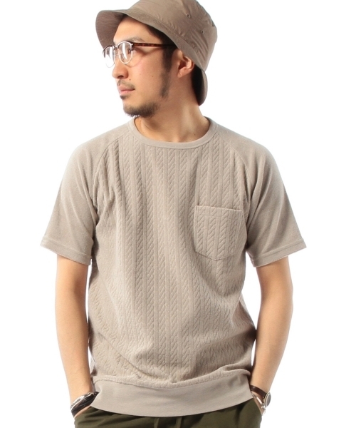 B:MING by BEAMS（ビーミングバイビームス）の「ビーミング by ビームス / パイルジャカード半袖クルーTシャツ（Tシャツ/カットソー・メンズ・グレー/ベージュ/ネイビー・MEDIUM/LARGE/SMALL/X-LARGE）」の16枚目の写真