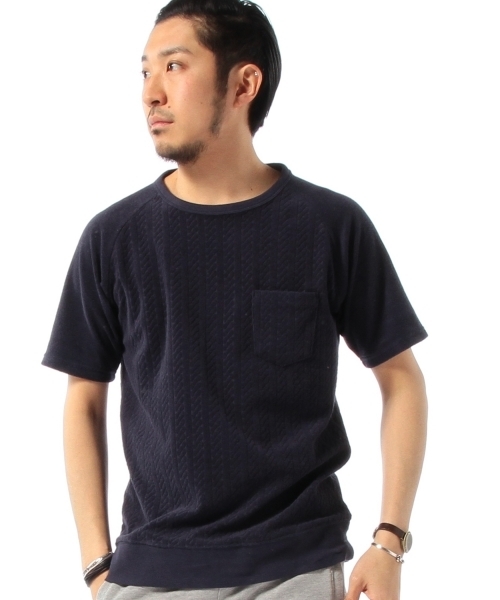 B:MING by BEAMS（ビーミングバイビームス）の「ビーミング by ビームス / パイルジャカード半袖クルーTシャツ（Tシャツ/カットソー・メンズ・グレー/ベージュ/ネイビー・MEDIUM/LARGE/SMALL/X-LARGE）」の17枚目の写真
