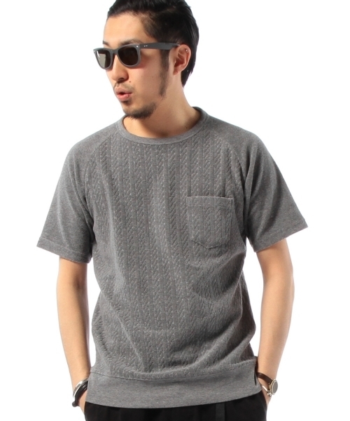 B:MING by BEAMS（ビーミングバイビームス）の「ビーミング by ビームス / パイルジャカード半袖クルーTシャツ（Tシャツ/カットソー・メンズ・グレー/ベージュ/ネイビー・MEDIUM/LARGE/SMALL/X-LARGE）」の18枚目の写真