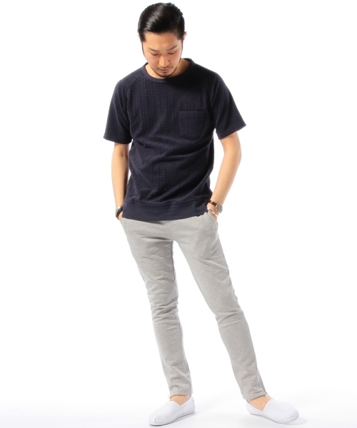 B:MING by BEAMS（ビーミングバイビームス）の「ビーミング by ビームス / パイルジャカード半袖クルーTシャツ（Tシャツ/カットソー・メンズ・グレー/ベージュ/ネイビー・MEDIUM/LARGE/SMALL/X-LARGE）」の21枚目の写真
