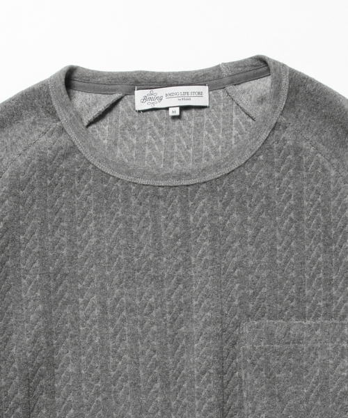 B:MING by BEAMS（ビーミングバイビームス）の「ビーミング by ビームス / パイルジャカード半袖クルーTシャツ（Tシャツ/カットソー・メンズ・グレー/ベージュ/ネイビー・MEDIUM/LARGE/SMALL/X-LARGE）」の12枚目の写真