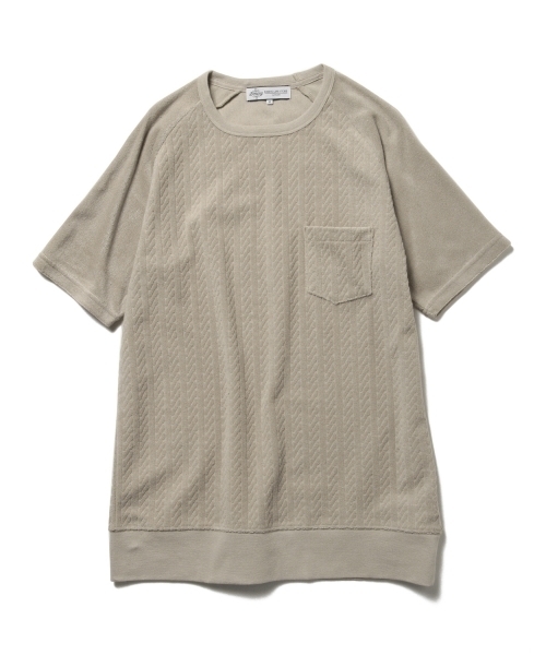 B:MING by BEAMS（ビーミングバイビームス）の「ビーミング by ビームス / パイルジャカード半袖クルーTシャツ（Tシャツ/カットソー・メンズ・グレー/ベージュ/ネイビー・MEDIUM/LARGE/SMALL/X-LARGE）」の15枚目の写真