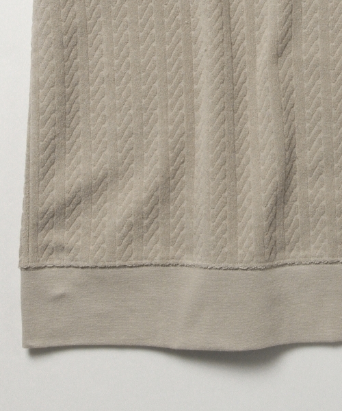 B:MING by BEAMS（ビーミングバイビームス）の「ビーミング by ビームス / パイルジャカード半袖クルーTシャツ（Tシャツ/カットソー・メンズ・グレー/ベージュ/ネイビー・MEDIUM/LARGE/SMALL/X-LARGE）」の7枚目の写真