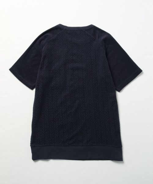 B:MING by BEAMS（ビーミングバイビームス）の「ビーミング by ビームス / パイルジャカード半袖クルーTシャツ（Tシャツ/カットソー・メンズ・グレー/ベージュ/ネイビー・MEDIUM/LARGE/SMALL/X-LARGE）」の9枚目の写真