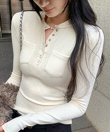 ヘンリーネックロングスリーブカットソー