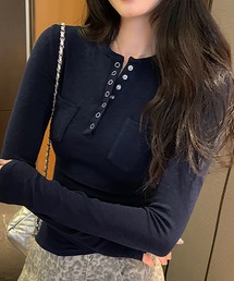ヘンリーネックロングスリーブカットソー