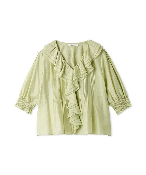 Mila Owen(ミラオーウェン)の「ラッフルカラーブラウス(シャツ/ブラウス・レディース・ホワイト/ライム/ブラウン・F)」の3枚目の写真
