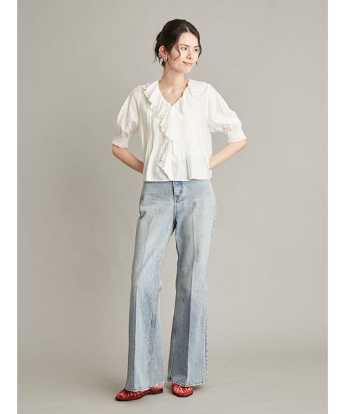 Mila Owen(ミラオーウェン)の「ラッフルカラーブラウス(シャツ/ブラウス・レディース・ホワイト/ライム/ブラウン・F)」の11枚目の写真