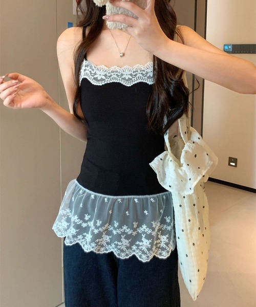 MAISON DE THERESE(メゾン ド テレーズ)の「レースインナーキャミワンピース 重ねストラップドレス/キャミソール(キャミソール・レディース・グレー/ブラック/ホワイト・FREE)」の11枚目の写真