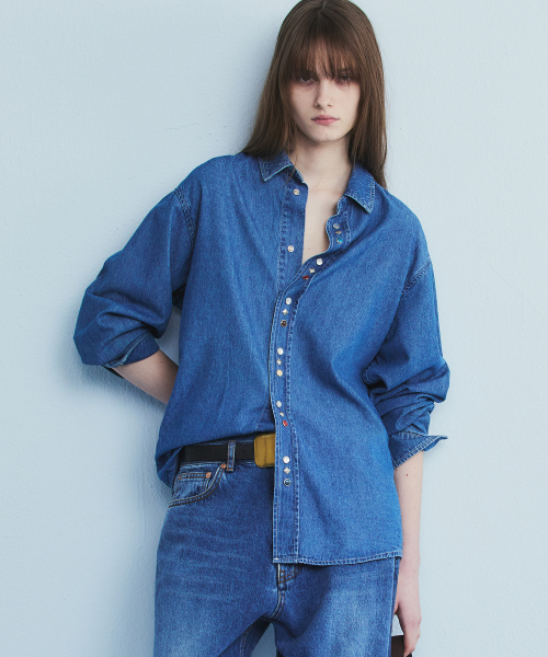 NOHANT(ノアン)の「WESTERN BUTTON DENIM SHIRT MID BLUE(シャツ/ブラウス・メンズ・ブルー・MEDIUM/SMALL/LARGE)」の1枚目の写真
