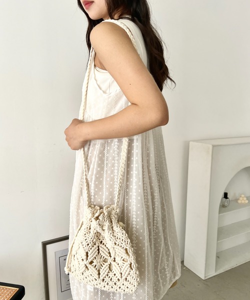 wears(ウェアーズ)の「マクラメ編み巾着ショルダーバッグ(ショルダーバッグ・レディース・ベージュ/アイボリー/ホワイト・FREE)」の20枚目の写真