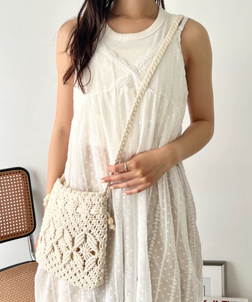 wears(ウェアーズ)の「マクラメ編み巾着ショルダーバッグ(ショルダーバッグ・レディース・ベージュ/アイボリー/ホワイト・FREE)」の16枚目の写真