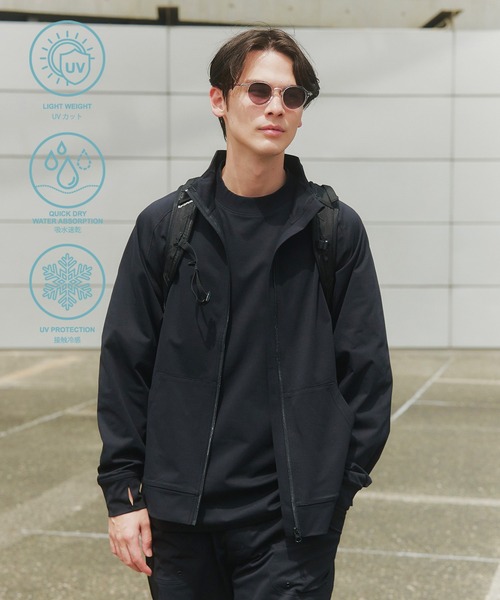 MAISON CLUB(メゾンクラブ)の「【MAISON CLUB】TACTICAL STAND ZIP BLOUSON / タクティカルスタンドジップブルゾン ラッシュガード/水着/UVカット/速乾/水陸両用/ストレッチ素材(その他アウター・メンズ・ブラック/グレー・L/M)」の2枚目の写真