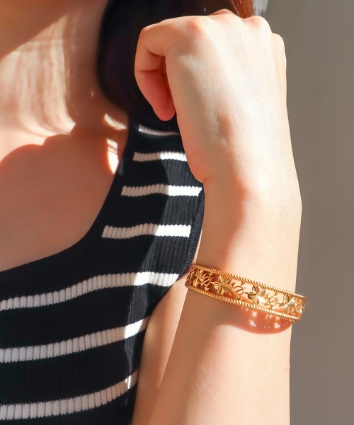 セール】Honu&Plumeria bangle/【ハワイアンジュエリー】【サージカル