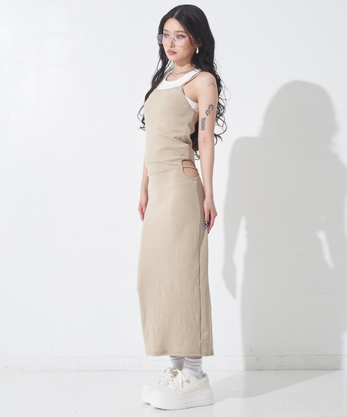 ANAP(アナップ)の「テレコリブ キャミワンピース(ワンピース・レディース・ブラック/ベージュ・F)」の1枚目の写真