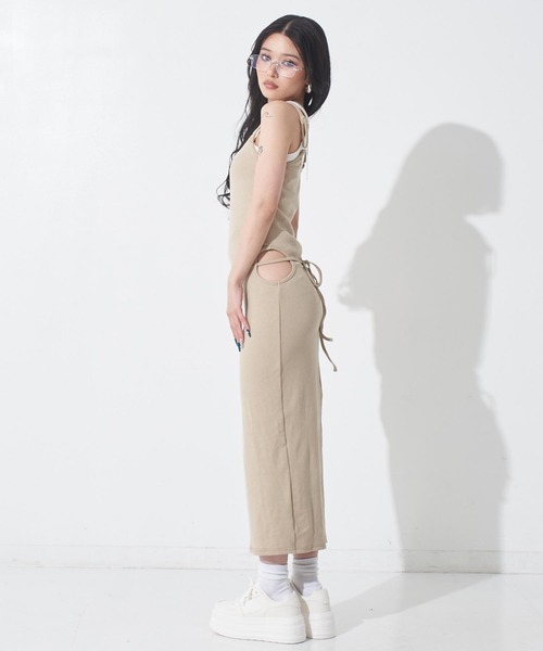 ANAP(アナップ)の「テレコリブ キャミワンピース(ワンピース・レディース・ブラック/ベージュ・F)」の9枚目の写真