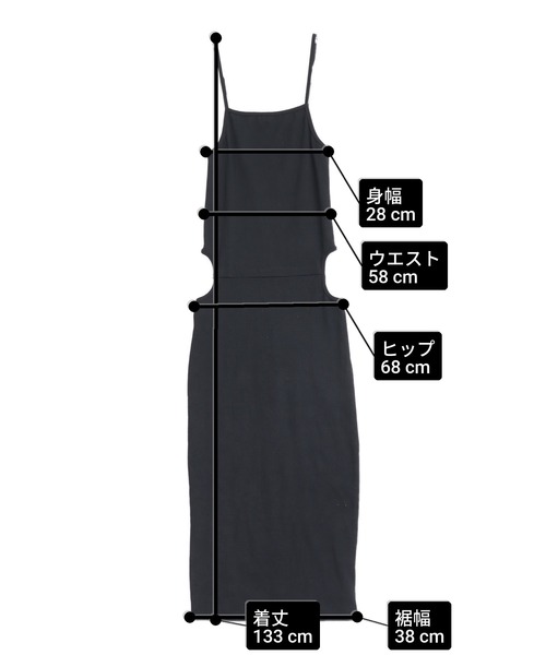 ANAP(アナップ)の「テレコリブ キャミワンピース(ワンピース・レディース・ブラック/ベージュ・F)」の19枚目の写真