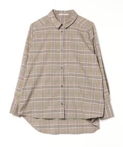 Grancy シャーリングデザインブリーチチェックシャツ ベージュ GRANCY】Shirring Design Bleach Check Shirt / シャーリングデザイン