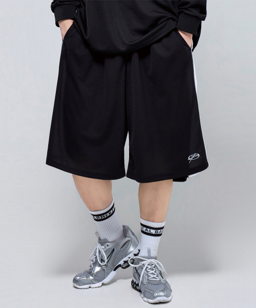 PHYSICAL GARMENTS（フィジカルガーメンツ）の「P2611 クールメッシュパイピングバミューダパンツ [ブラック]（スウェットパンツ・レディース・ブラック・1/2）」の11枚目の写真
