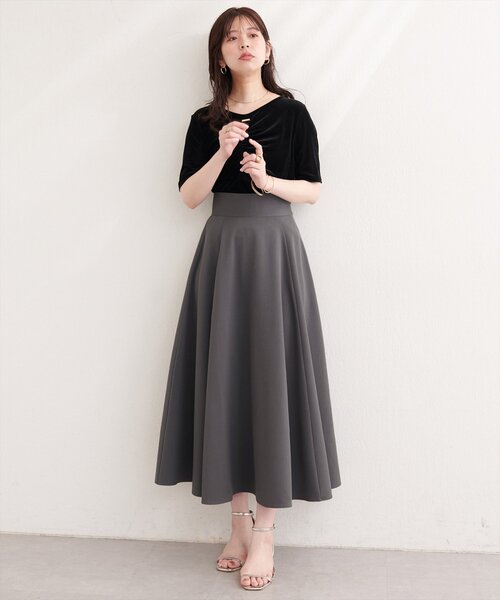 natural couture(ナチュラルクチュール)の「ハイウエストサーキュラースカート(スカート・レディース・ミント/チャコールグレー/チェック/アイボリー・FREE)」の19枚目の写真