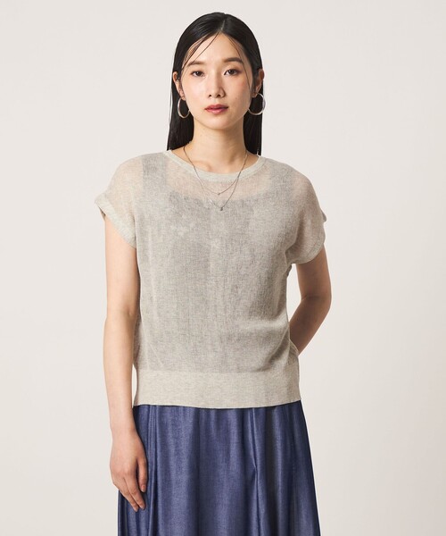 A DAY IN THE LIFE UNITED ARROWS(アデイインザライフユナイテッドアローズ)の「シアーリブ フレンチスリーブニット 2WAY ‐ウォッシャブル‐ <A DAY IN THE LIFE>(ニット/セーター・レディース・レッド/ナチュラル/ライトグレー/ネイビー・FREE)」の3枚目の写真