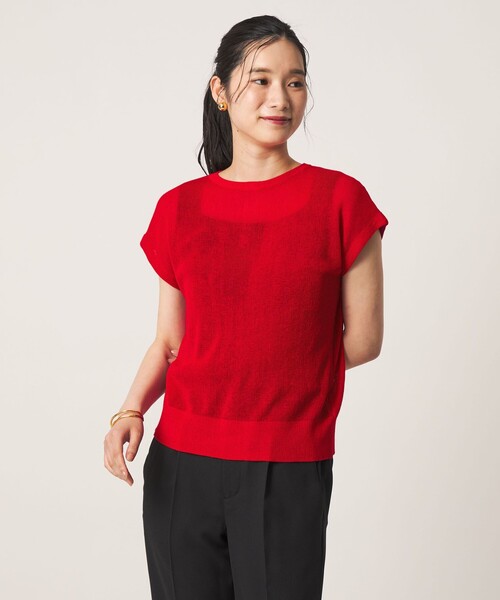 A DAY IN THE LIFE UNITED ARROWS(アデイインザライフユナイテッドアローズ)の「シアーリブ フレンチスリーブニット 2WAY ‐ウォッシャブル‐ <A DAY IN THE LIFE>(ニット/セーター・レディース・レッド/ナチュラル/ライトグレー/ネイビー・FREE)」の2枚目の写真