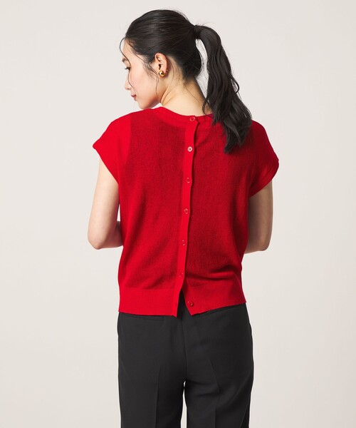 A DAY IN THE LIFE UNITED ARROWS(アデイインザライフユナイテッドアローズ)の「シアーリブ フレンチスリーブニット 2WAY ‐ウォッシャブル‐ <A DAY IN THE LIFE>(ニット/セーター・レディース・レッド/ナチュラル/ライトグレー/ネイビー・FREE)」の17枚目の写真