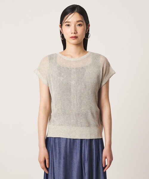 A DAY IN THE LIFE UNITED ARROWS(アデイインザライフユナイテッドアローズ)の「シアーリブ フレンチスリーブニット 2WAY ‐ウォッシャブル‐ <A DAY IN THE LIFE>(ニット/セーター・レディース・レッド/ナチュラル/ライトグレー/ネイビー・FREE)」の14枚目の写真