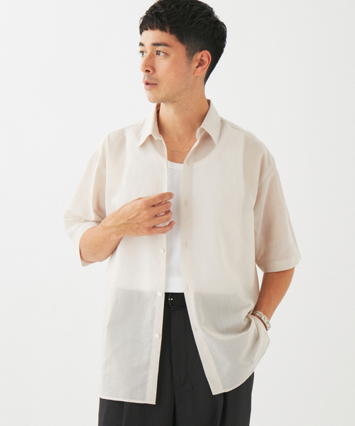 EDIFICE(エディフィス)の「シアー レギュラー シャツ(シャツ/ブラウス・メンズ・ブラウン/アイボリー・LARGE/MEDIUM)」の6枚目の写真
