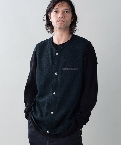 EGO TRIPPING(エゴトリッピング)の「mcg3846-BOUCLE-VEST ブークレーベスト(666704)(ベスト・メンズ・ネイビー/ベージュ/ブラック・48/46)」の3枚目の写真