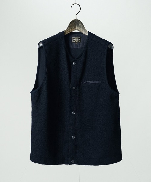 EGO TRIPPING(エゴトリッピング)の「mcg3846-BOUCLE-VEST ブークレーベスト(666704)(ベスト・メンズ・ネイビー/ベージュ/ブラック・48/46)」の7枚目の写真