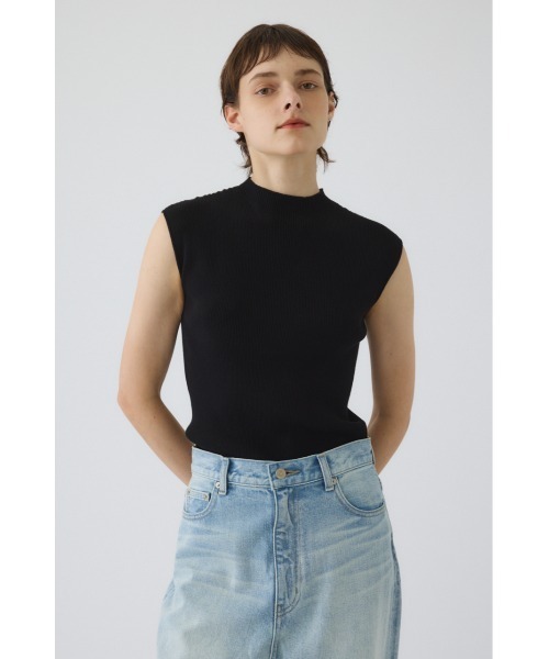 RIM.ARK(リムアーク)の「Washable basic N/S knit ウォッシャブル ベーシック ノースリーブ ニット(ニット/セーター・レディース・ブラック/ブラウン/カーキ/ベージュ・FREE)」の1枚目の写真