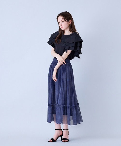 Audie a Muses(オーディアミューズ)の「チェック・デニムプリントプリーツスカート(スカート・レディース・ネイビー/ベージュ・38/42)」の14枚目の写真