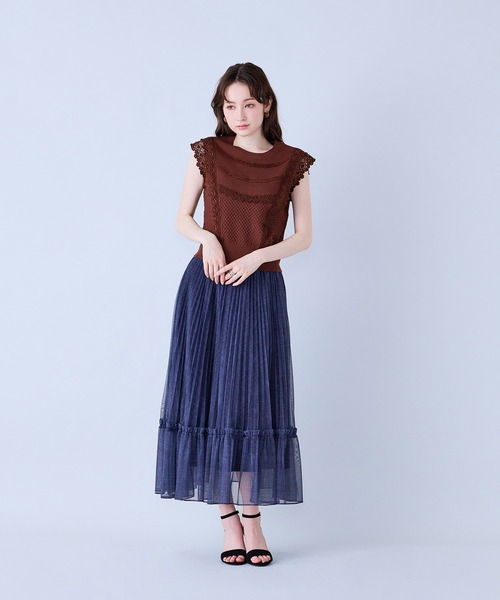 Audie a Muses(オーディアミューズ)の「チェック・デニムプリントプリーツスカート(スカート・レディース・ネイビー/ベージュ・38/42)」の16枚目の写真