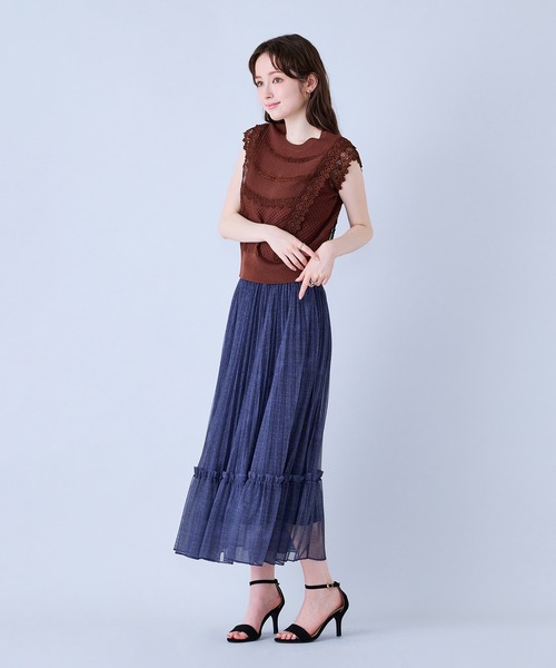 Audie a Muses(オーディアミューズ)の「チェック・デニムプリントプリーツスカート(スカート・レディース・ネイビー/ベージュ・38/42)」の17枚目の写真