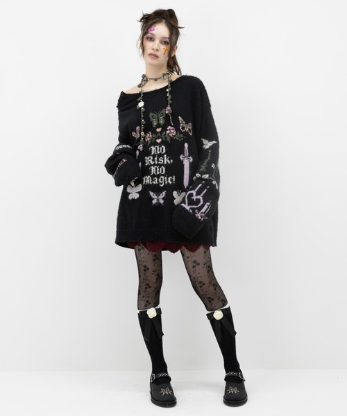 rurumu:(ルルムウ)の「rurumu:/ルルムウ/“rebelka” 2way off shoulder pullover(ニット/セーター・レディース・ライトグレー/ブラック/ピンク/マジェンタ・M/L)」の6枚目の写真