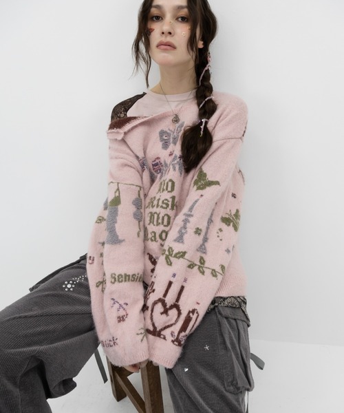 rurumu:(ルルムウ)の「rurumu:/ルルムウ/“rebelka” 2way off shoulder pullover(ニット/セーター・レディース・ライトグレー/ブラック/ピンク/マジェンタ・M/L)」の22枚目の写真