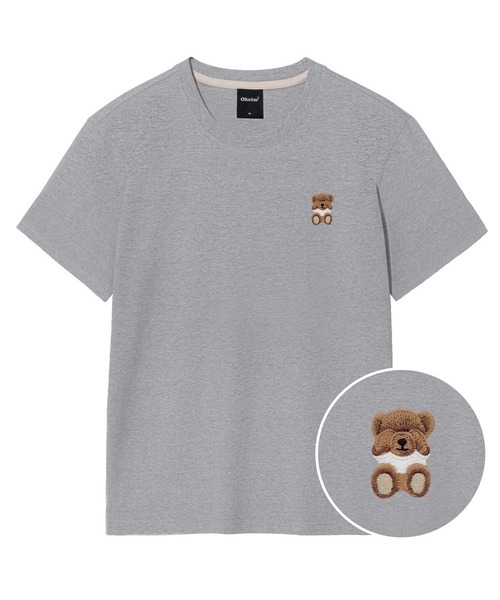 OKSTAR(オクスター)の「ミニミスリーピークマ刺繍半袖(Tシャツ/カットソー・レディース・ネイビー/ホワイト/クリーム/ダークグレー/ダークグリーン/ダークブルー/ライトグレー/グレー/ライトベージュ/カーキ/ブラック・3XL/4XL/2XL/LARGE/X-LARGE/SMALL/MEDIUM)」の4枚目の写真