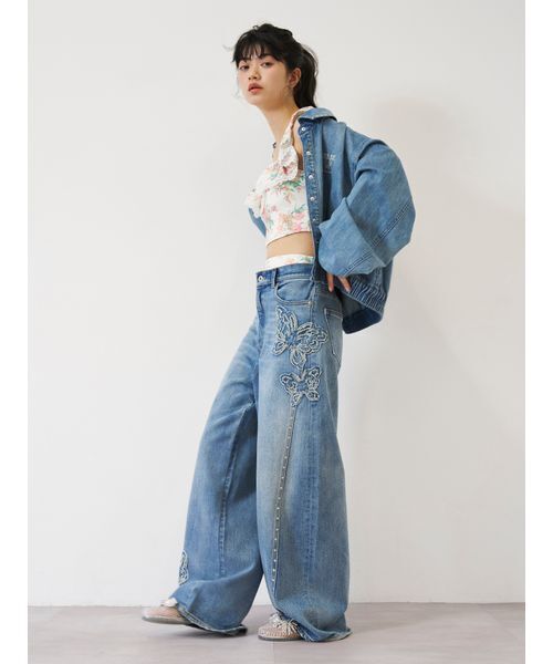 LILY BROWN(リリーブラウン)の「【LILY BROWN×ANNA SUI】バタフライワイドデニムパンツ(デニムパンツ・レディース・その他/ピンク/ライトブルー・0/1)」の8枚目の写真